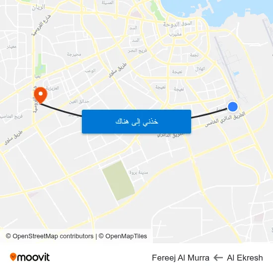 Al Ekresh to Fereej Al Murra map
