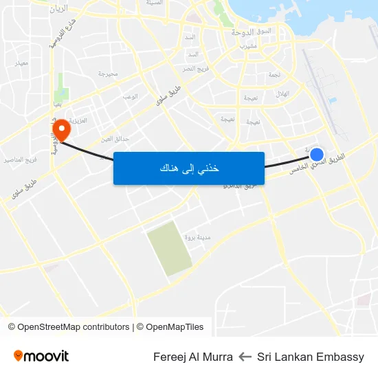 Sri Lankan Embassy to Fereej Al Murra map