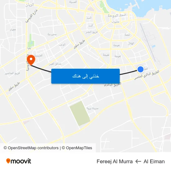 Al Eiman to Fereej Al Murra map