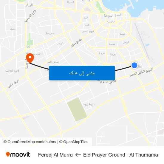 Eid Prayer Ground - Al Thumama to Fereej Al Murra map