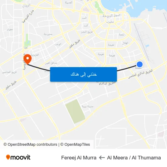 Al Meera / Al Thumama to Fereej Al Murra map