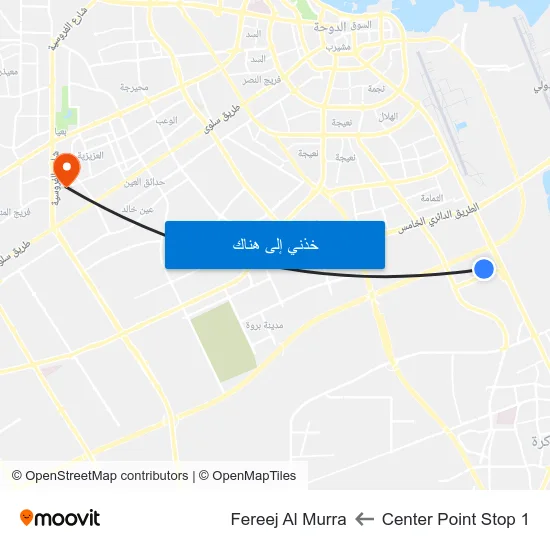Center Point Stop 1 to Fereej Al Murra map