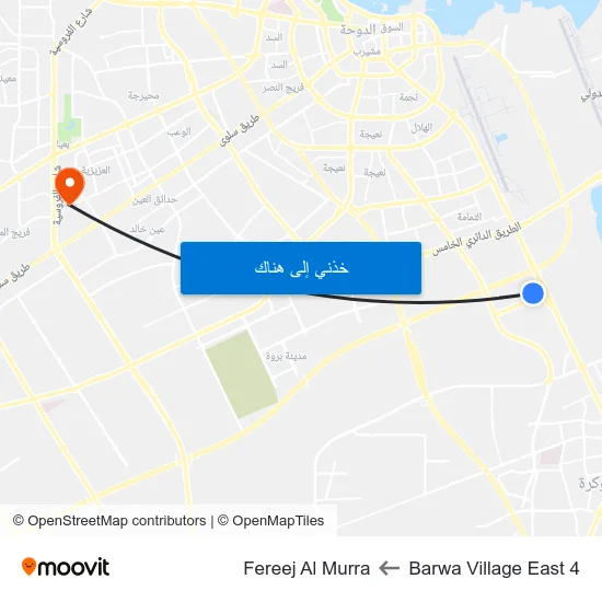 Barwa Village East 4 to Fereej Al Murra map