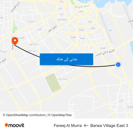 Barwa Village East 3 to Fereej Al Murra map