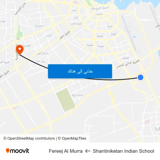 Shantiniketan Indian School to Fereej Al Murra map