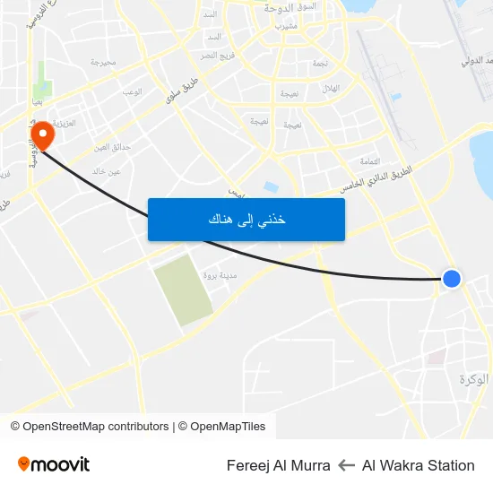Al Wakra Station to Fereej Al Murra map