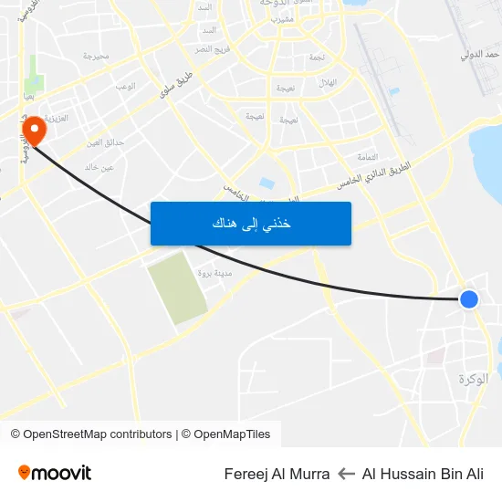 Al Hussain Bin Ali to Fereej Al Murra map