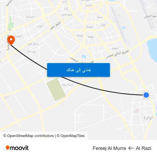 Al Razi to Fereej Al Murra map