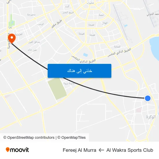 Al Wakra Sports Club to Fereej Al Murra map