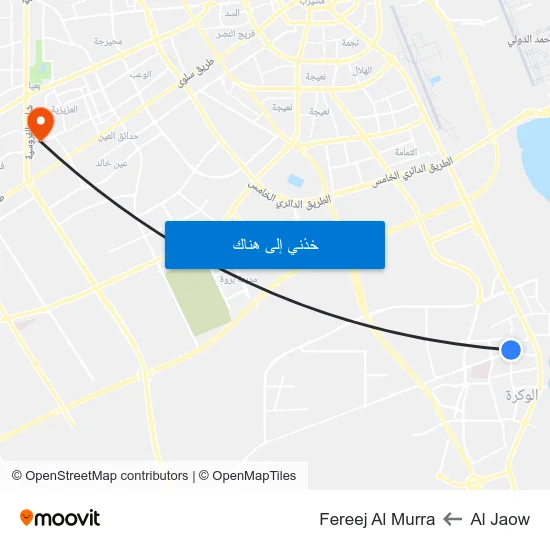 Al Jaow to Fereej Al Murra map