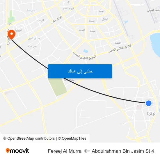 Abdulrahman Bin Jasim St 4 to Fereej Al Murra map