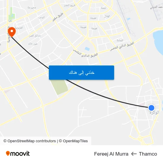 Thamco to Fereej Al Murra map