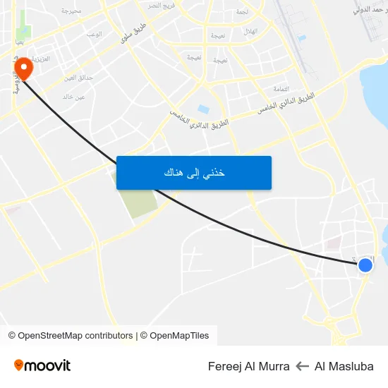Al Masluba to Fereej Al Murra map