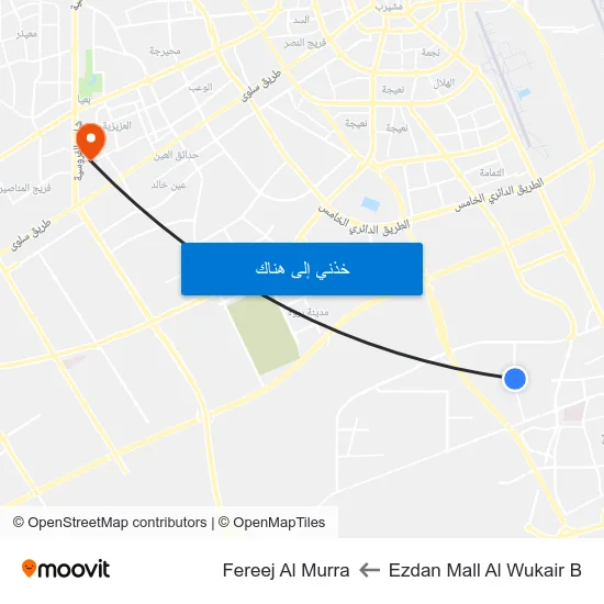 Ezdan Mall Al Wukair B to Fereej Al Murra map