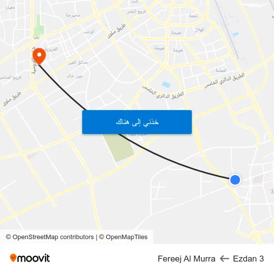 Ezdan 3 to Fereej Al Murra map