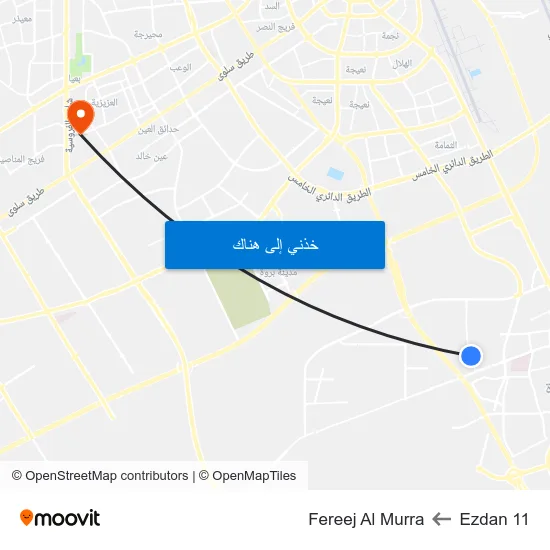Ezdan 11 to Fereej Al Murra map
