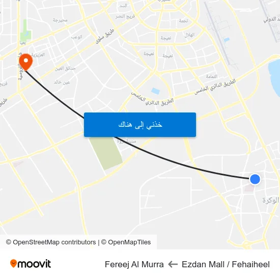 Ezdan Mall / Fehaiheel to Fereej Al Murra map