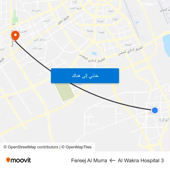 Al Wakra Hospital 3 to Fereej Al Murra map