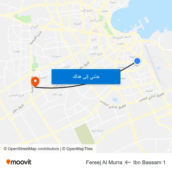 Ibn Bassam 1 to Fereej Al Murra map