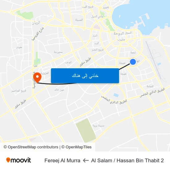Al Salam / Hassan Bin Thabit 2 to Fereej Al Murra map