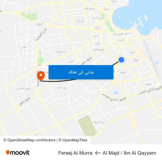 Al Majd / Ibn Al Qayyem to Fereej Al Murra map