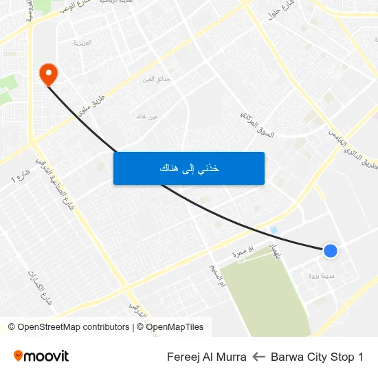 Barwa City Stop 1 to Fereej Al Murra map