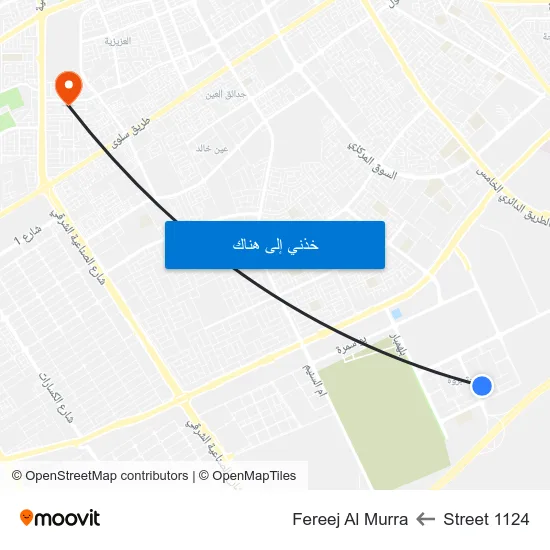 Street 1124 to Fereej Al Murra map