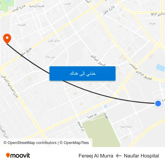 Naufar Hospital to Fereej Al Murra map