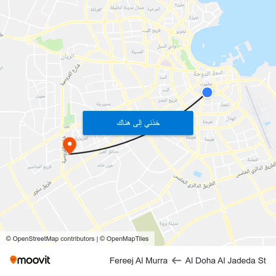 Al Doha Al Jadeda St to Fereej Al Murra map