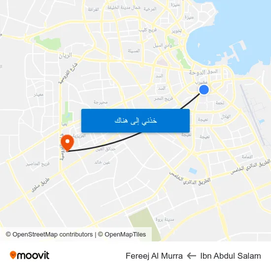 Ibn Abdul Salam to Fereej Al Murra map