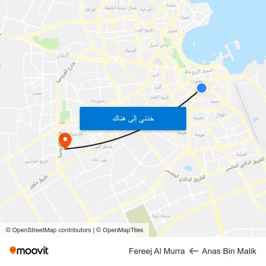 Anas Bin Malik to Fereej Al Murra map