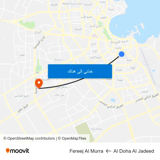 Al Doha Al Jadeed to Fereej Al Murra map