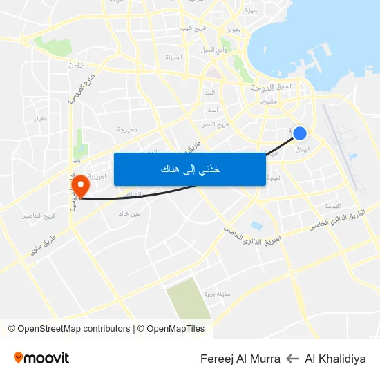 Al Khalidiya to Fereej Al Murra map