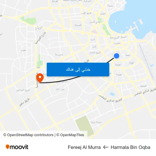 Harmala Bin Oqba to Fereej Al Murra map