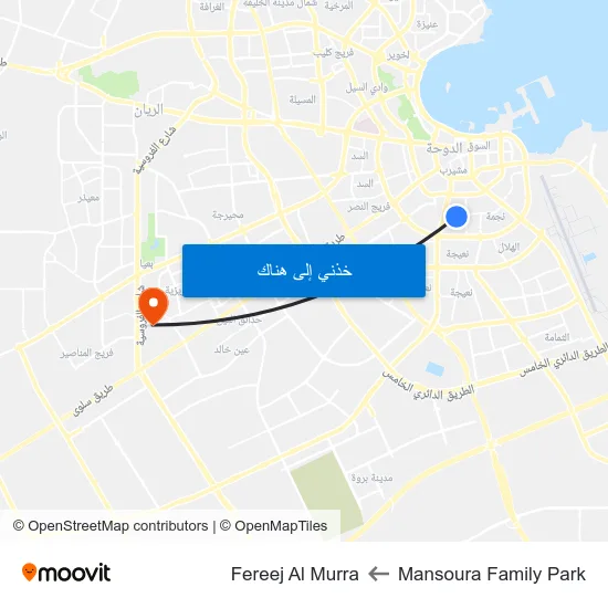 Mansoura Family Park to Fereej Al Murra map