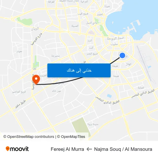 Najma Souq / Al Mansoura to Fereej Al Murra map