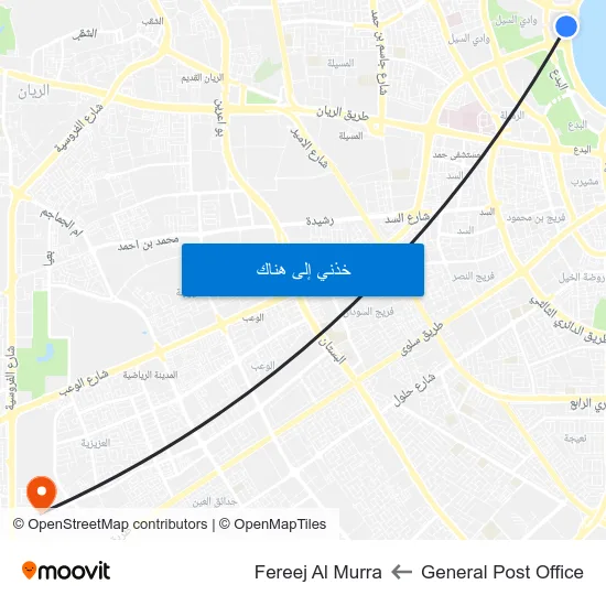 General Post Office to Fereej Al Murra map