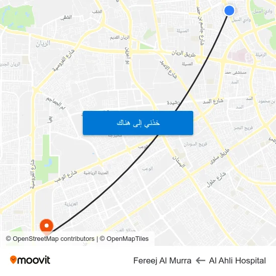 Al Ahli Hospital to Fereej Al Murra map