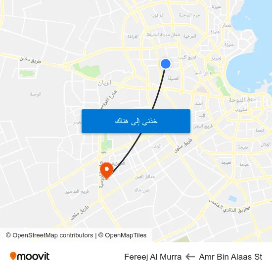 Amr Bin Alaas St to Fereej Al Murra map