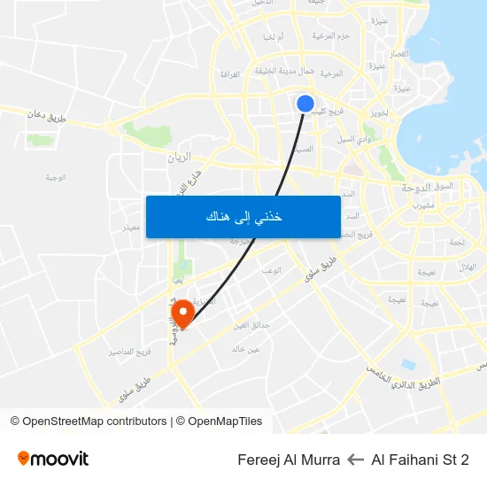 Al Faihani St 2 to Fereej Al Murra map