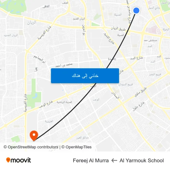 Al Yarmouk School to Fereej Al Murra map