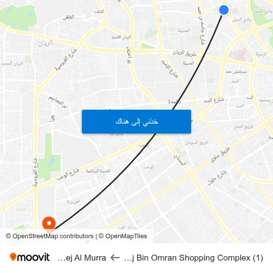 Fereej Bin Omran Shopping Complex (1) to Fereej Al Murra map