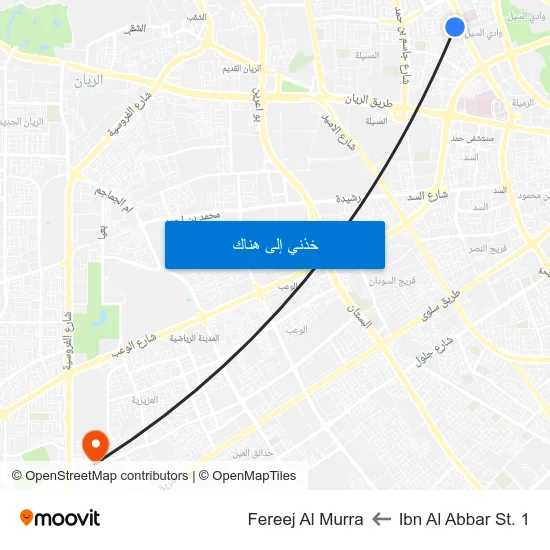 Ibn Al Abbar St. 1 to Fereej Al Murra map