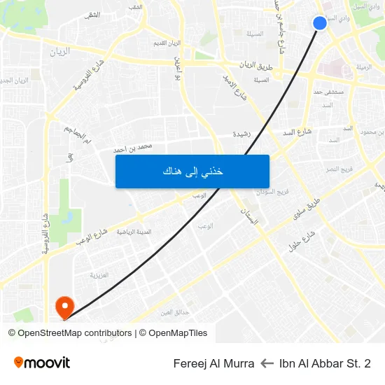 Ibn Al Abbar St. 2 to Fereej Al Murra map