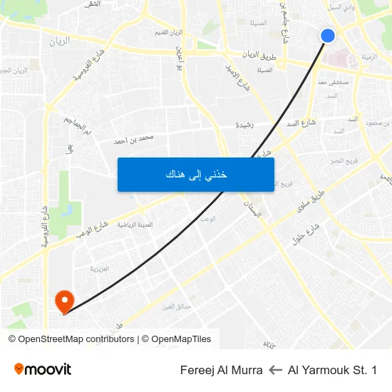 Al Yarmouk St. 1 to Fereej Al Murra map