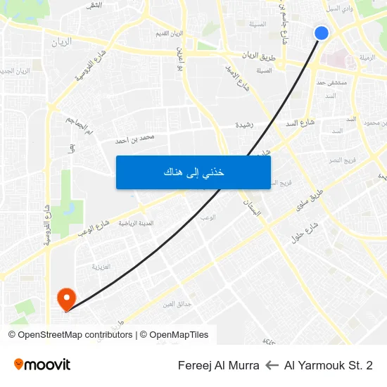 Al Yarmouk St. 2 to Fereej Al Murra map