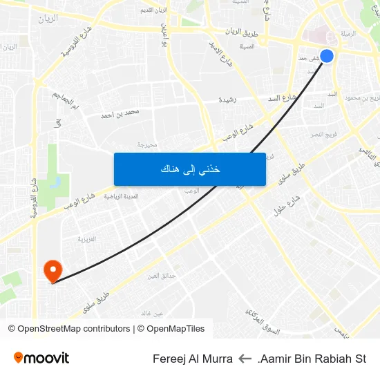 Aamir Bin Rabiah St. to Fereej Al Murra map