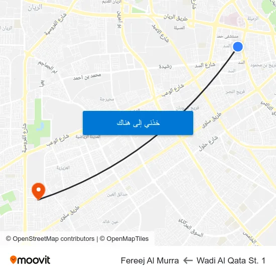 Wadi Al Qata St. 1 to Fereej Al Murra map