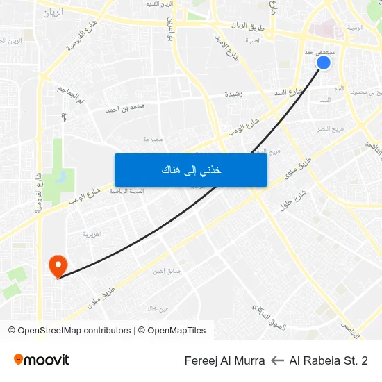 Al Rabeia St. 2 to Fereej Al Murra map