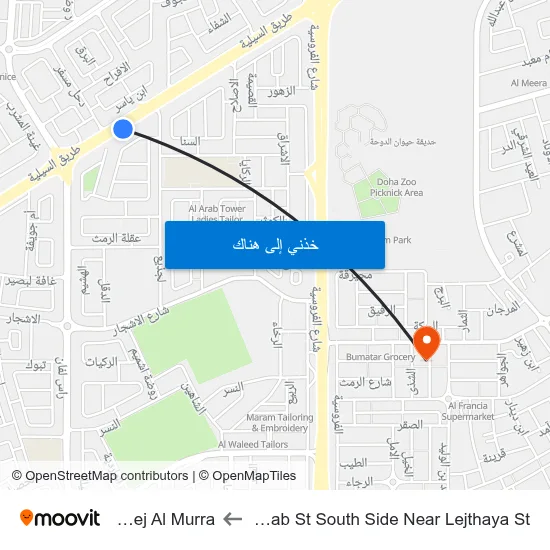 Al Waab St South Side Near Lejthaya St to Fereej Al Murra map
